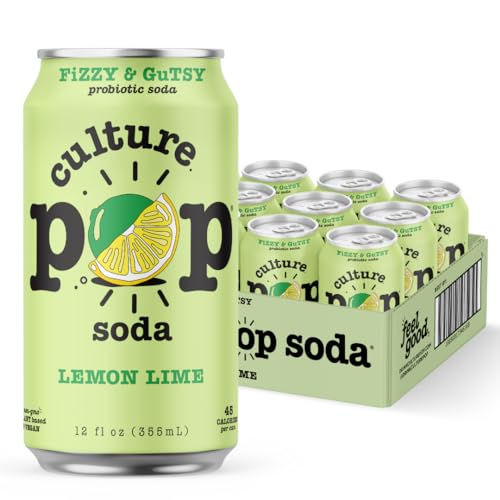 Culture Pop Soda Sparkling Probiotic Drink, 45 Calories Per Can, Vegan Soda for Gut Health, Non-GMO, GF, No Added Sugar, 12 Pack, 12 Fl Oz Cans, Jazzy & Juicy Variety Pack - New!