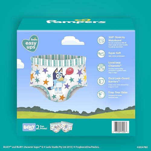 Pampers Easy Ups Boys & Girls Bluey Potty Training Pants - Size 3T-4T, One Month Supply (124 Count), Training Underwear (Packaging May Vary)