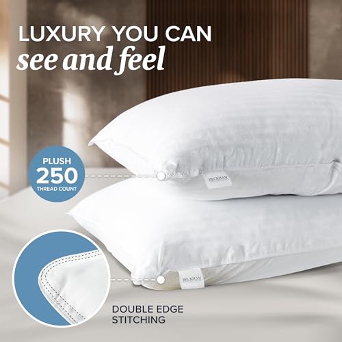 Beckham Hotel Collection Bed Pillows Standard / Queen Size Set of 2 - Down Alternative Bedding Gel Cooling Pillow for Back, Stomach or Side Sleepers