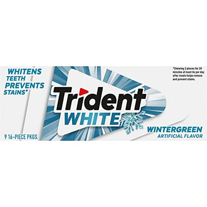 Trident White Peppermint Sugar Free Gum, 16 Count (Pack of 9)