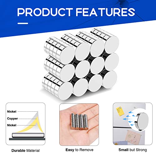 Refrigerator Magnets 50 Pcs, 10x3mm Tiny Round Disc Small, Muti-use Premium Neodymium Fridge Magnets Rare Earth, Whiteboard Magnets for Crafts, DIY, Office, Dry Erase Board.