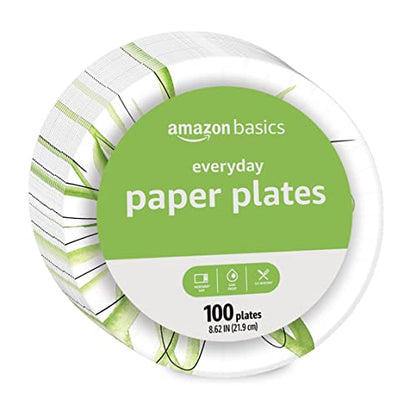 Amazon Basics Everyday Paper Plates, 8 5/8 Inch, Disposable, 100 Count