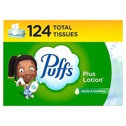 Puffs Plus Lotion Facial Tissue, 1 Family Box, 124 Tissues Per Box