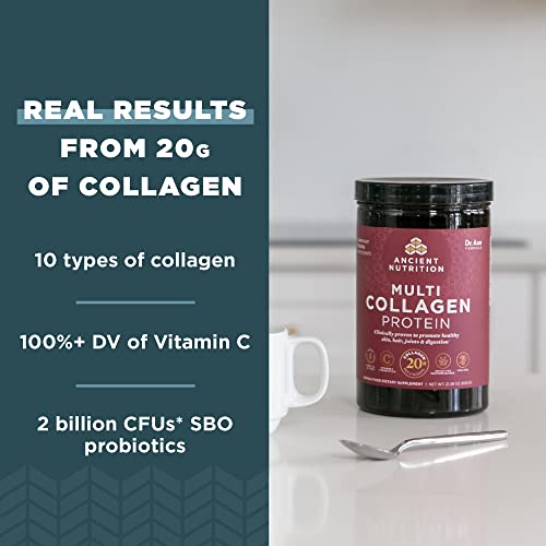 Ancient Nutrition Hydrolyzed Collagen Peptides Powder with Probiotics, Chocolate Multi Collagen Protein for Women and Men with Vitamin C, 24 Servings, Supports Skin and Nails, Gut Health, 10oz