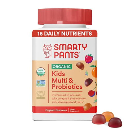 SmartyPants Kids Multivitamin Gummies: Omega 3 Fish Oil (EPA/DHA), Vitamin D3, C, Vitamin B12, B6, Vitamin A, K & Zinc for Immune Support, Gluten Free, Three Fruit Flavors, 120 Count (30 Day Supply)