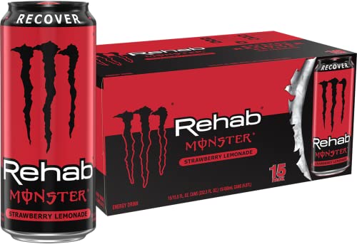 Monster Energy Rehab Tea + Lemonade + Energy, Energy Iced Tea, Energy Drink 15.5 Ounce (Pack of 15)