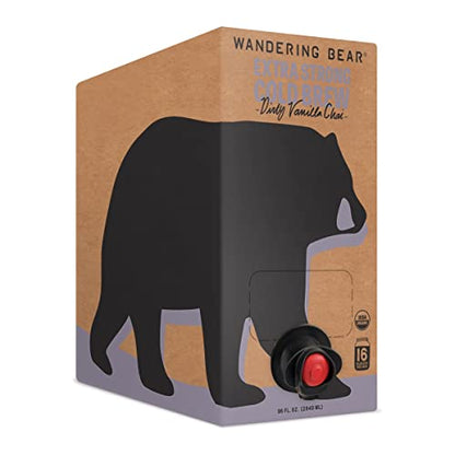 Wandering Bear Straight Black Organic Cold Brew Coffee On Tap, 96 fl oz - Extra Strong, Smooth, Unsweetened, Shelf-Stable, and Ready to Drink Iced Coffee, Cold Brewed Coffee, Cold Coffee