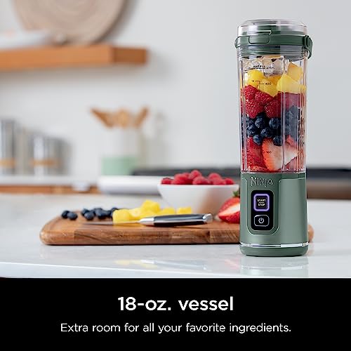 Ninja BC151EM Blast Portable Blender, Cordless, 18oz. Vessel, Personal Blender-for Shakes & Smoothies, BPA Free, Leakproof-Lid & Sip Spout, USB-C Rechargeable, Dishwasher Safe Parts