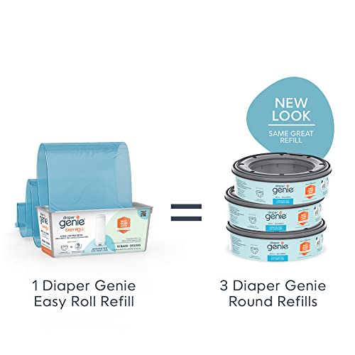 Diaper Genie Easy Roll Refill with 30 Bags | Lasts Up to 8 Months or Holds Up to 1410 Newborn Diapers Per Refill