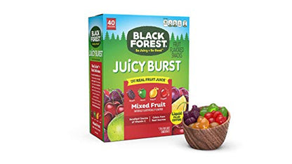 Black Forest, Juicy Burst, Fruit Flavored Snacks, Mixed Fruit Flavors, A Juicy Burst of Natural Flavors, Made with Real Fruit Juice, School Snacks, 0.8 oz 40 ct