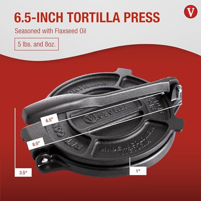 Victoria Cast Iron Tortilla Press, Tortilla and Roti Maker, Made in Colombia, 8 Inches