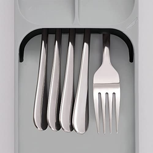 Joseph Joseph DrawerStore Compact Utensil Organizer For Kitchen Drawer Silverware, Flatware Tray, Small, Grey