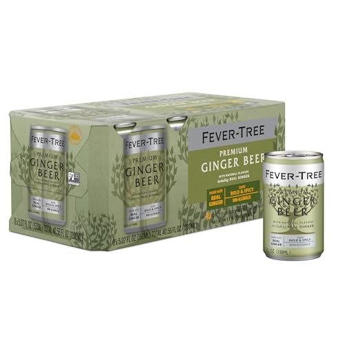 Fever Tree Ginger Beer - Premium Quality Mixer - Refreshing Beverage for Cocktails & Mocktails. Naturally Sourced Ingredients, No Artificial Sweeteners or Colors - 150 ML Cans - Pack of 24