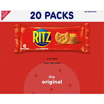 RITZ Original Crackers, 20 Snack Packs (6 Crackers Per Pack)