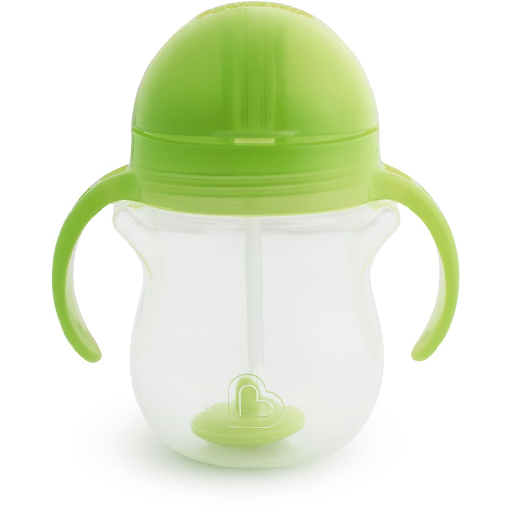 Munchkin® Any Angle™ Weighted Straw Trainer Sippy Cup with Click Lock™ Spill Proof Lid, 7 Ounce, 2 Pack, Blue/Green