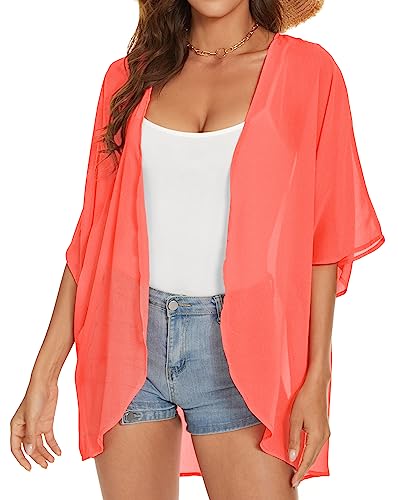 Womens Kimono Beach Cover Up Chiffon Cardigan Floral Tops Loose Capes