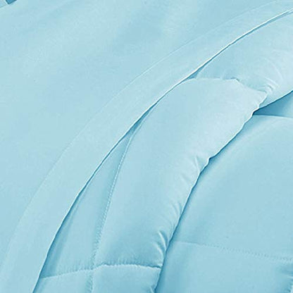 Elegant Comfort Luxurious 1500 Premium Hotel Quality Microfiber Three Line Embroidered Softest 4-Piece Bed Sheet Set, Wrinkle and Fade Resistant, Twin/Twin XL, Aqua Blue