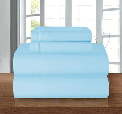 Elegant Comfort Luxury 1500 Premium Hotel Quality Microfiber 4-Piece Sheet Set - Wrinkle Resistant, All Around Elastic Fitted Sheet, Deep Pocket up to 16", Twin/Twin XL, Aqua