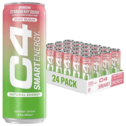 C4 Smart Energy Drink – Boost Focus and Energy with Zero Sugar, Natural Energy, and Nootropics - 200mg Caffeine - Cherry Berry Lime (12oz Pack of 12)