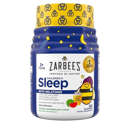 Zarbee's Kids 1mg Melatonin Gummy; Drug-Free & Effective Sleep Supplement for Children Ages 3 and Up; Natural Berry Flavored Gummies; 50 Count