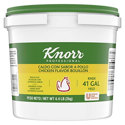 Knorr Professional Caldo de Pollo, Chicken Bouillon with Chicken Flavor Granulated Base, Bouillon as a Base, Marinade, Flavor Enhancer, Shelf Stable Convenience, 0g Trans Fat, 4.4 lbs, Pack of 4