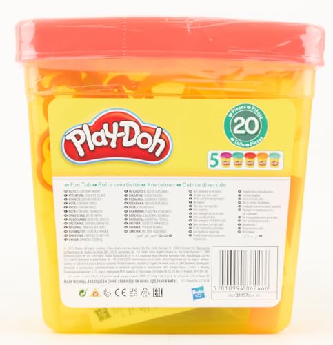 Play-Doh Fun Tub Playset, Starter Set for Kids with Storage, 18 Tools, 5 Non-Toxic Colors, Preschool Toys, Ages 3+ (Amazon Exclusive)