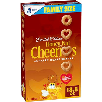 Honey Nut Cheerios Cereal, Limited Edition Happy Heart Shapes, Heart Healthy Cereal With Whole Grain Oats, 10.8 oz