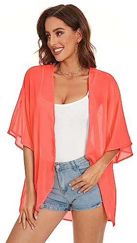 Womens Kimono Beach Cover Up Chiffon Cardigan Floral Tops Loose Capes