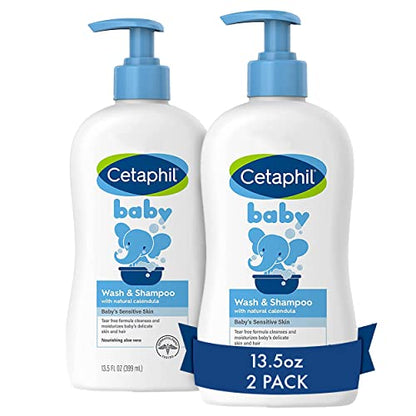 Cetaphil Baby Shampoo and Body Wash with Organic Calendula, Tear Free, Hypoallergenic, Ideal for Everyday Use, Dermatologist Tested, 7.8oz