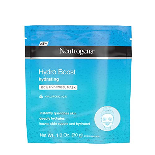 Neutrogena Hydro Boost Moisturizing & Hydrating 100% Hydrogel Sheet Face Mask for Dry Skin with Hyaluronic Acid, Gentle & Non-Comedogenic, 1 Ounce (Pack of 12)