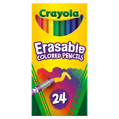 Crayola Erasable Colored Pencils, Kids At Home Activities, 24 Count, Assorted, Long