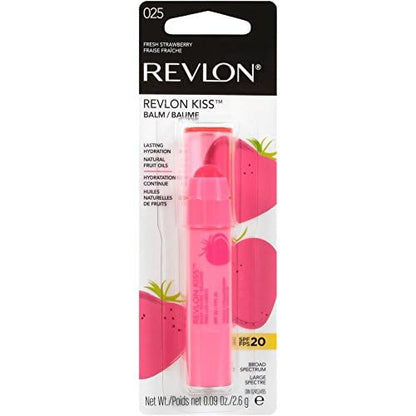 Revlon Lip Balm, Kiss Tinted Lip Balm, Face Makeup with Lasting Hydration, SPF 20, Infused with Natural Fruit Oils, 030 Sweet Cherry, 0.09 Oz