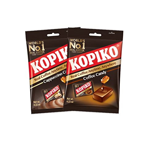 Kopiko Coffee & Cappuccino Candy Variety Pack – Your Pocket Coffee Collection for Every Occasion - Hard Candy Made from Indonesia’s Coffee Beans — Real Coffee Extract (Pack of 2)