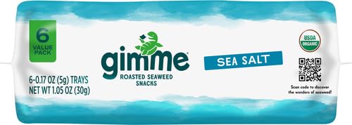 Anita G gimMe Organic, Roasted Seaweed Snack, Sea Salt, 6 pack, 15 Oz