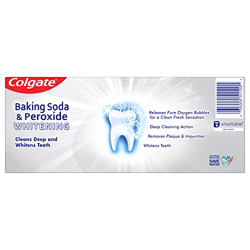 Colgate Baking Soda & Peroxide Toothpaste - Whitens Teeth, Fights Cavities & Removes Stains, Brisk Mint, 6 Ounce (Pack of 2)