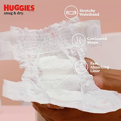 Huggies Size 2 Diapers, Snug & Dry Baby Diapers, Size 2 (12-18 lbs), 100 Count, Packaging May Vary