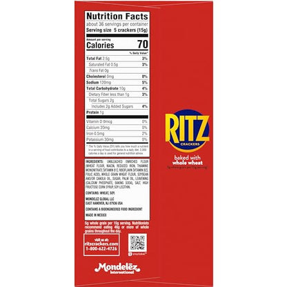 RITZ Original Crackers, 20 Snack Packs (6 Crackers Per Pack)