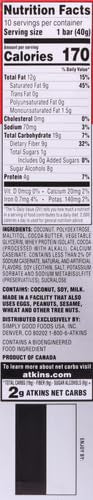 Atkins Endulge Caramel Nut Chew Bar, Dessert Favorite, 1g Sugar, Good Source of Fiber, Low Sugar, 10 Count