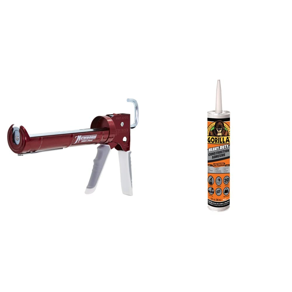 Newborn 930-GTD Drip-Free Smooth Hex Rod Cradle Caulking Gun with Gator Trigger Comfort Grip, 1/10 Gallon Cartridge, 10:1 Thrust Ratio