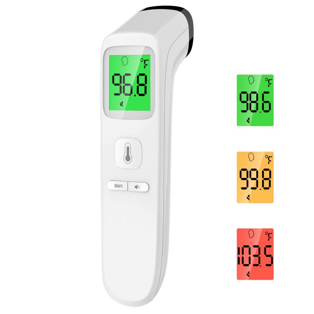 ANMEATE No-Touch Forehead Thermometer for Adults, Infrared Digital Thermometer for Kids, Touchless Baby Thermometer, Accurate Reading with Large Display, Mute Mode, Memory Recall, Fever Alarm