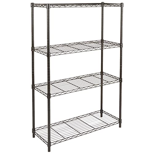 Amazon Basics 3-Shelf Adjustable, Heavy Duty Storage Shelving Unit (250 lbs loading capacity per shelf), Steel Organizer Wire Rack, 23.2"L x 13.4"W x 30"H, Black