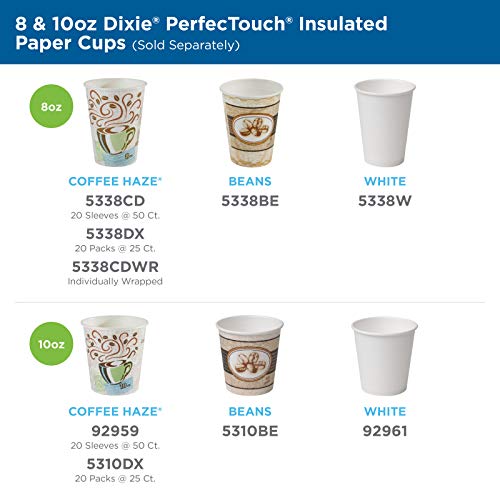 Dixie PerfecTouch 12 Oz Insulated Paper Hot Coffee Cup by GP PRO (Georgia-Pacific), Coffee Haze, 5342DX, 500 Count (25 Cups Per Sleeve, 20 Sleeves Per Case)