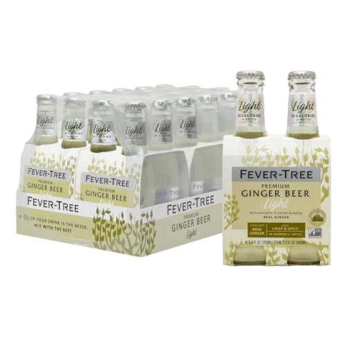 Fever Tree Ginger Beer - Premium Quality Mixer - Refreshing Beverage for Cocktails & Mocktails. Naturally Sourced Ingredients, No Artificial Sweeteners or Colors - 150 ML Cans - Pack of 24