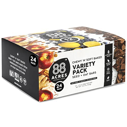 88 Acres Granola Bars | Dark Chocolate Sea Salt | Gluten Free, Nut-Free Oat and Seed Snack Bar | Vegan & Non GMO | 12 Pack