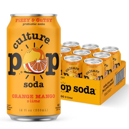 Culture Pop Soda Sparkling Probiotic Drink, 45 Calories Per Can, Vegan Soda for Gut Health, Non-GMO, GF, No Added Sugar, 12 Pack, 12 Fl Oz Cans, Jazzy & Juicy Variety Pack - New!