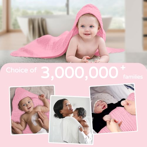 Yoofoss Hooded Baby Towels for Newborn 2 Pack 100% Muslin Cotton Baby Bath Towel with Hood for Babies, Infant, Toddler and Kids, Large 32x32Inch, Soft and Absorbent Newborn Essential