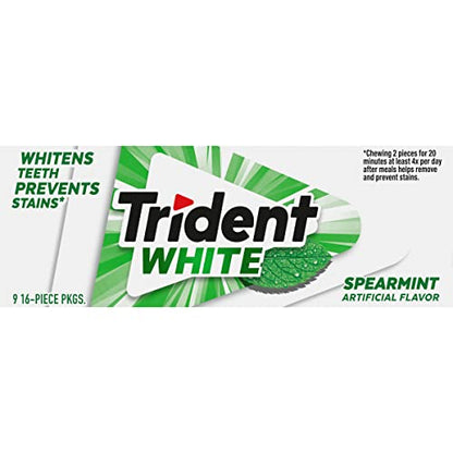 Trident White Peppermint Sugar Free Gum, 16 Count (Pack of 9)