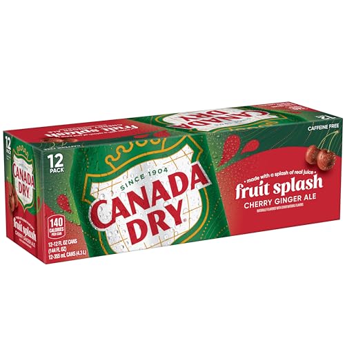 Canada Dry Fruit Splash Cherry Ginger Ale Zero Sugar Soda, 12 fl oz cans, 12 pack