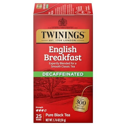 Twinings English Breakfast Black Tea, 100 Individually Wrapped Tea Bags, Smooth, Flavourful, Robust, Caffeinated, Enjoy Hot or Iced