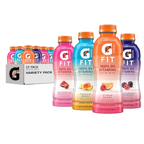 Gatorade Fit Electrolyte Beverage, Healthy Real Hydration, New 2.0 4 Flavor Variety Pack, 16.9.oz Bottles (12 Pack)